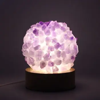 1 шт. настольная лампа с натуральным аметистом USB Led, светящийся в темноте, исцеляющий кристалл Рейки, настольная лампа, украшение для домашней кровати