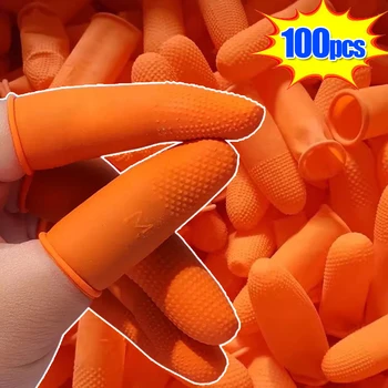 10-100ШТ Латексные подставки для пальцев, оранжевые колпачки для большого пальца, Антистатические промышленные резиновые перчатки для защиты пальцев, нескользящие перчатки для пальцев