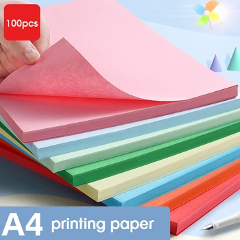100 штук черновой бумаги 80 г, копировальная бумага формата А4, белая розовая Зеленая Синяя Красная Бумага для принтера, Офисная бумага, практическая бумага для студентов