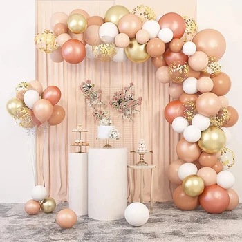 109шт Румяна оранжевого цвета, шампанское, Розовое золото, латексная гирлянда из воздушных шаров, комплект для арки, воздушные шары для вечеринки, украшение для дня рождения, свадьбы
