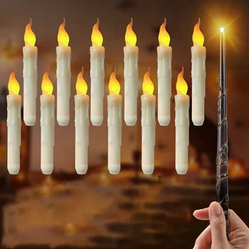 12 шт. мерцающих светодиодных свечей с теплым светом, беспламенных, конические свечи для рождественской вечеринки