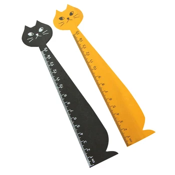 15 см Прямая линейка с милым котом, Деревянные инструменты для рисования, Канцелярские принадлежности, школьные принадлежности для офиса