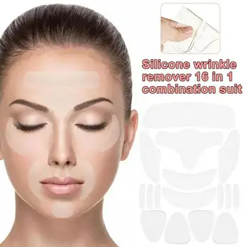 16ШТ Многоразовых силиконовых наклеек для удаления морщин для лица, лба, шеи, наклеек для глаз, против морщин, Антивозрастной лифтинг кожи лица