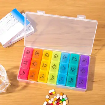 1шт 7 Дней В неделю Набор из 21 сетки Портативный Семицветный Дорожный набор Классификационная коробка Пластиковый отсек Коробка для лекарств Коробка для здоровья