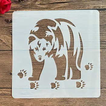 20*20 см DIY Медведь животное мандала форма для раскрашивания трафаретов штампованный фотоальбом тисненая бумажная открытка на дереве, ткани, стене