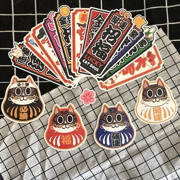 20 Штук Чемодана с изображением Благоприятного Кота в японском стиле, Водонепроницаемая наклейка для скейтборда