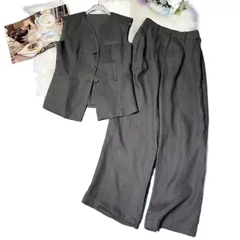 2023 Женская одежда Модный сшитый на заказ костюм Жилет Широкие брюки костюм