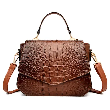2023 Новая женская европейская и американская винтажная сумка на одно плечо с текстурой крокодила, модная сумка через плечо