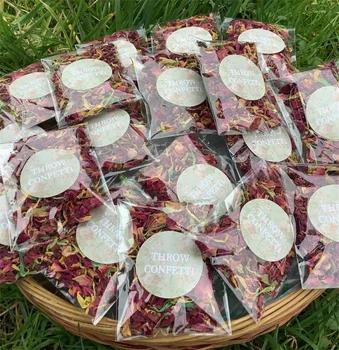 25ШТ крафт-стикерных мешочков для свадебных конфетти с сушеными красными розами - пакеты для наполнения своими руками, все, что вам нужно в комплекте