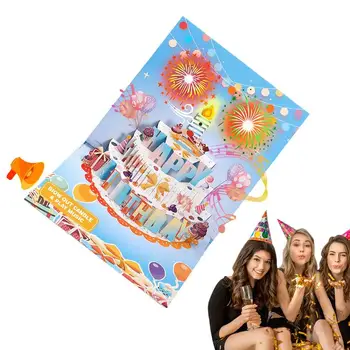 3D Праздничный торт, Поздравительная открытка с Днем Рождения, Музыкальная Световая Поздравительная открытка С всплывающими украшениями Happy Cards, Креативный подарок для девочки