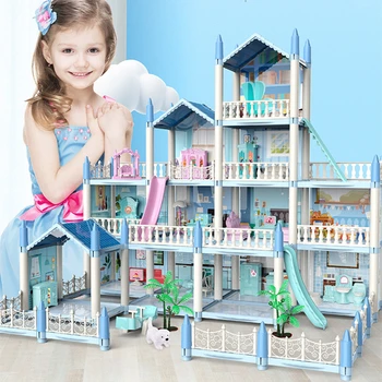 3D Сборка Кукольного домика DIY Мини Модель Подарок девушке на день рождения Игрушечный Домик Детский Домик Вилла Замок принцессы Светодиодная подсветка