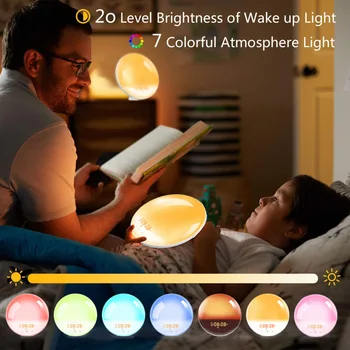 3IGP smart touch с подсветкой, изменяющей цвет, цифровой будильник для имитации восхода и захода солнца, ночник для пробуждения, прикроватная лампа, светодиодный ночник