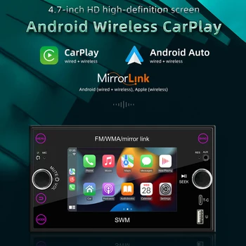 4,7-дюймовый беспроводной автомобильный мультимедийный плеер Carplay GPS Навигация RDS Радио Поддержка Android Auto Mirrorlink Bluetooth