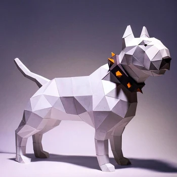 46 см Бультерьер 3D бумажная модель Собака Модель животного Комплект домашнего декора Украшение стола Поделки из бумаги Пазлы Игрушки Подарки