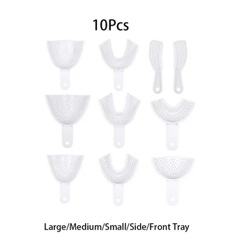 5 пар пластиковых лотков для слепков зубов Без сетчатого лотка Стоматологические инструменты Стоматологический материал Лотки для держателей зубов L / M / S / Спереди / сбоку