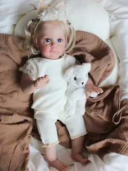 60 см кукла-реборн из мягкой ткани для тела/реалистичная кукла/унисекс/голубые глаза/Рождественский подарок для девочки
