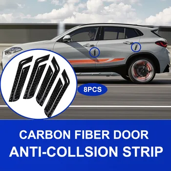 8шт Наклейка на кромку двери автомобиля, полоса для защиты от столкновений, защитные полосы из углеродного волокна для BMW Audi Mercedes Benz Toyota Honda Jeep