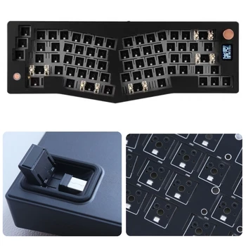 ABM066 Клавиатура с возможностью горячей замены 66 клавиш 1 ручка Совместимость с Bluetooth 5.0/2.4G/TypeC Прямая поставка