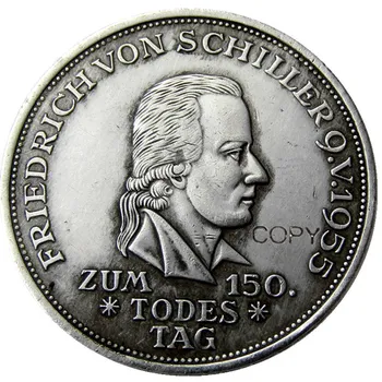 DE (15) Германия, Федеративная Республика, 5 марок, копия монеты 1955 года выпуска с серебряным покрытием