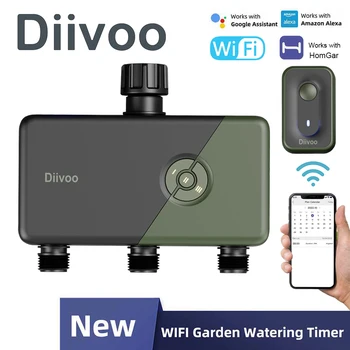 Diivoo WiFi Таймеры полива сада 1/2/3 зоны капельного орошения Программируемый контроллер в помещении / на улице Автоматический клапан Alexa Voice