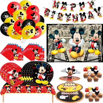 Disney Mickey Mouse 1st Boy Happy Birthday Party бумажная Одноразовая посуда декор для вечеринки в пользу мальчика