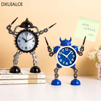 DXUIALOI, креативный робот, моделирующий будильник, домашний декор, поделки из металла, цифровая указка, учащиеся указывают правильное время будильника