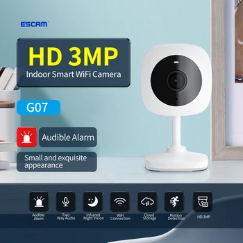 ESCAM G07 3MP 1296P Приложение VicoHome Беспроводная WIFI IP Камера сигнализации Обнаружение гуманоидов с искусственным интеллектом Домашняя безопасность видеонаблюдение Радионяня