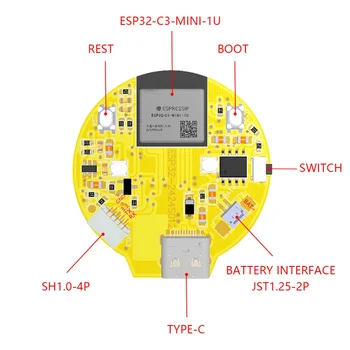 ESP32-C3 Development Board 1,28 Дюймов 240X240 IPS Smart Display Screen ЖК-Модуль WiFi и Bluetooth с Сенсорным Экраном, Черный Корпус