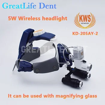 GreatLife Dent 2 Батарейки Стоматологические 5 Вт 4X 5X 6X Бинокулярные Лупы Увеличительные Стекла Пылезащитная Хирургическая Лампа Головного света KD-205AY-2