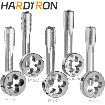 Hardiron 9/16-18 9/16-20 9/16-24 9/16-28 9/16-32 Набор метчиков и штампов правосторонний, метчики с резьбой HSS и круглые штампы