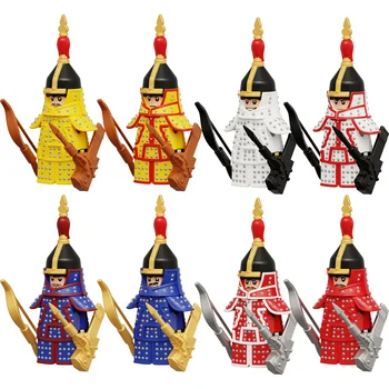KT1095 Униформа древнего китайского воина династии Цин, восемь знамен, солдаты, военные строительные блоки, фигурки, кирпичи, игрушки