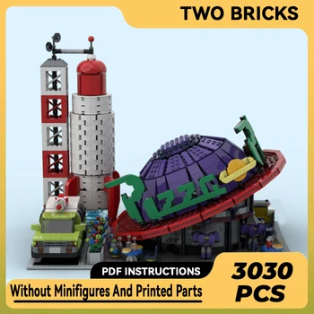 Moc Building Blocks Street View Model Pizza Planet Store 1038 Technical Bricks DIY Assembly Знаменитые игрушки для детей и Праздничные подарки