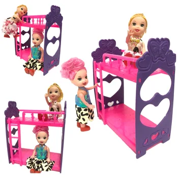 NK One Set Аксессуары для кукол, супер милая двухъярусная кровать Platic, игрушки для игр, мини-кукольный дом для куклы Барби, для куклы Келли, детские игрушки