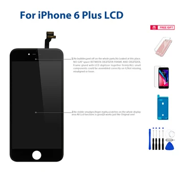 Pantalla для iPhone 6 PLUS 6 + 6P Сенсорный стеклянный ЖК-дисплей Полностью новый дигитайзер в сборе с заменой белого на черный цвета