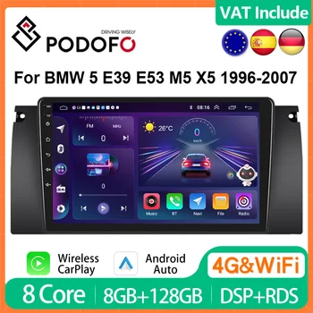 Podofo 4G CarPlay Авторадио Для BMW 5 E39 E53 M5 X5 1996-2007 Android Радио Мультимедийный Плеер GPS Навигация DSP 2din Головное Устройство