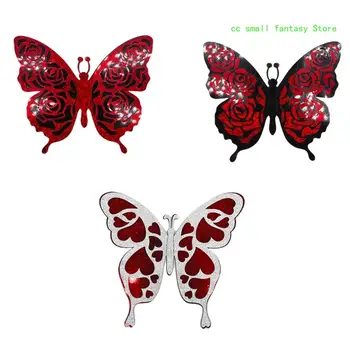 R3MA 6шт Полые наклейки на стену с бабочками, 3D наклейка с бабочками-жабрами на День Святого Валентина, декор для спальни, гостиной, свадьбы