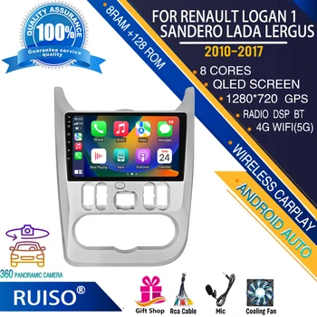 RUISO Android сенсорный экран автомобильный DVD-плеер для Renault Logan 1 Sandero Lada автомобильный радио стерео навигационный монитор 4G GPS Wifi