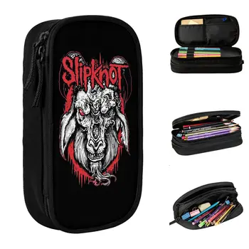 S-Slipknots Rock Heavy Mental Пенал для карандашей, коробка для ручек для студентов, Большая сумка для хранения школьных принадлежностей, Канцелярские принадлежности на молнии