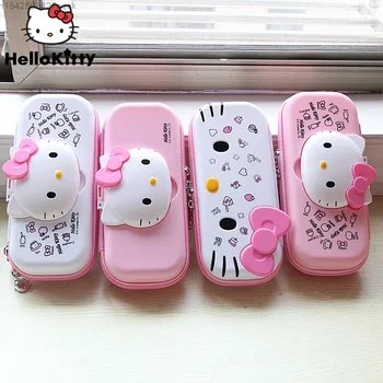 Sanrio Hello Kitty, милый Розовый пенал, Офисные школьные канцелярские принадлежности большой емкости, эстетичные сумки для ручек в японском стиле для девочек