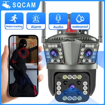 SQCAM 12MP HD Wifi камеры наблюдения wifi камера безопасности с 3 объективами наружная wifi камера PTZ защита от автоматического обнаружения движения