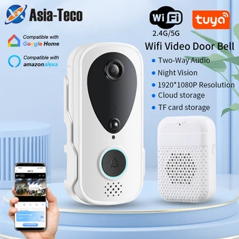 Tuya Wifi 1080P Беспроводной видеодомофон Умный дом Визуальный дверной звонок PIR Камера Водонепроницаемый Домофон
