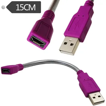 USB 2.0/Micro Штекер к разъему USB Micro Female Удлинитель Гибкая Металлическая Подставка Кабель 15 см；