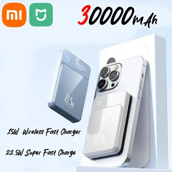 Xiaomi Mijia 30000mAh Магнитное беспроводное зарядное устройство Qi Power Bank 22,5 Вт Mini Powerbank для iPhone Samsung Huawei Быстрая зарядка