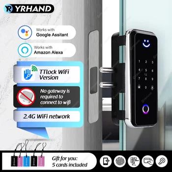 YRHAND TT Wifi Цифровой замок стеклянной двери с отпечатками пальцев Пульт дистанционного управления Bluetooth TTlock карта-пароль приложения Smart Lock с Google Home