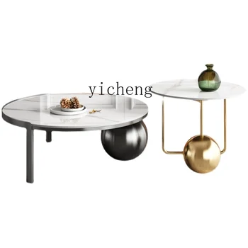 ZC Маленькая квартира, Каменная плита, круглый Чайный столик, Сочетание дизайнерской гостиной, дома высокого класса, современного минимализма