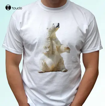 Белая футболка с белым медведем, дизайн футболки с животными - мужская Женская Детская Футболка с детскими размерами, изготовленная на заказ, Подростковая Унисекс, Унисекс