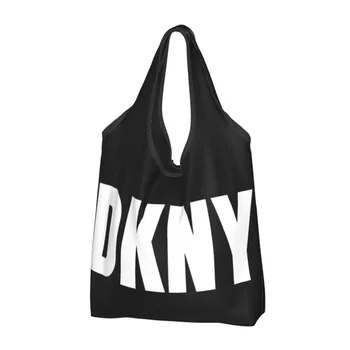 Большие многоразовые модные продуктовые сумки DKNYs для вторичной переработки, складная сумка-тоут для покупок, легко моющаяся, легкая