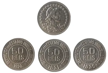 Бразилия (1920 1931 1935) 3шт Дата Для Выбранных Никелированных Копий Монет номиналом 50 Риз