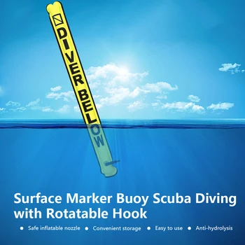 Буй-маркер для подводного плавания с поворотным крючком, Надувная Насадка SMB, Подводный Дайвер, Плавающий Аксессуар