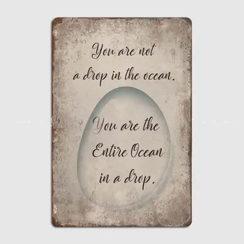 Весь океан в капле, мотивирующие цитаты и стихи, настенная художественная доска из металлической жести для декора дома и офиса